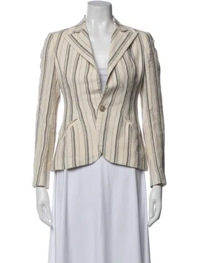 Pre-owned Ralph Lauren Linen Striped Blazer In Neutral