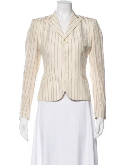 Pre-owned Ralph Lauren Linen Striped Blazer In Yellow