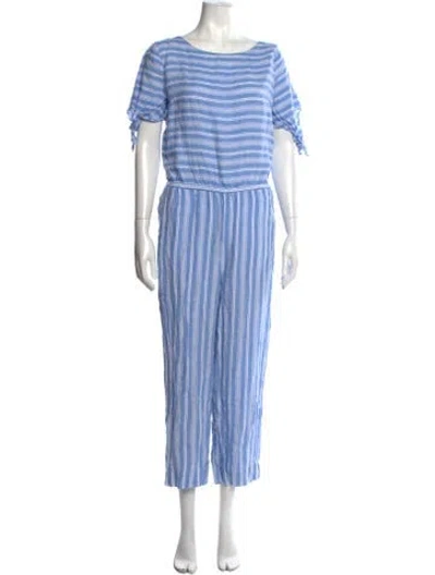 Pre-owned Ralph Lauren Linen Striped Jumpsuit In Blue