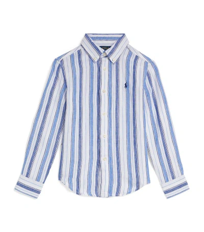 Ralph Lauren Kids' Linen Striped Long-sleeve Shirt (2-7 Years) In White
