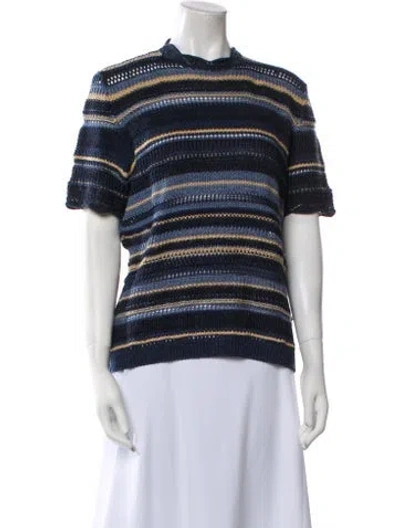 Pre-owned Ralph Lauren Linen Striped Sweater In Blue