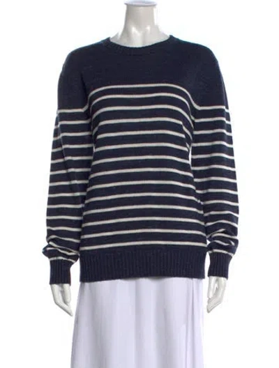 Pre-owned Ralph Lauren Linen Striped Sweater In Blue