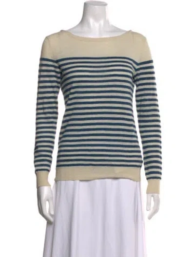 Pre-owned Ralph Lauren Linen Striped Sweater In Blue