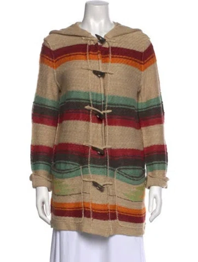 Pre-owned Ralph Lauren Linen Striped Sweater In Brown