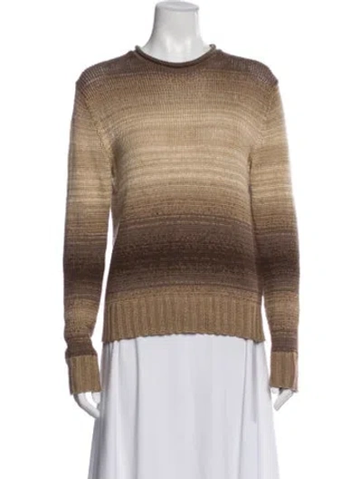 Pre-owned Ralph Lauren Linen Striped Sweater In Brown