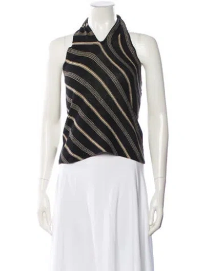 Pre-owned Ralph Lauren Linen Striped Sweater W/ Tags In Black