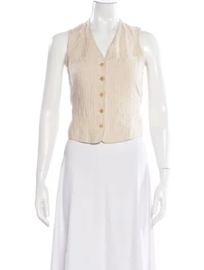 Pre-owned Ralph Lauren Linen Striped Top In Neutral