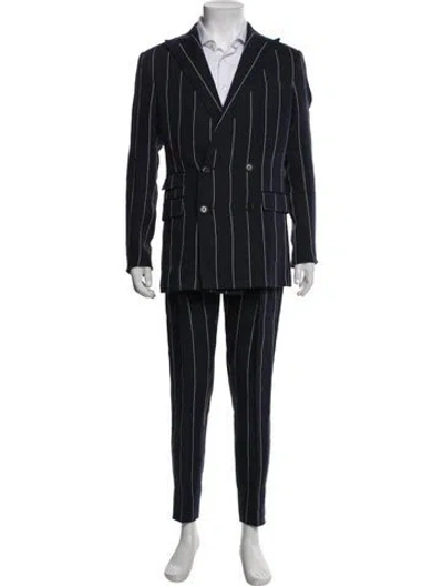 Pre-owned Ralph Lauren Linen Striped Two-piece Sport Coat In Blue