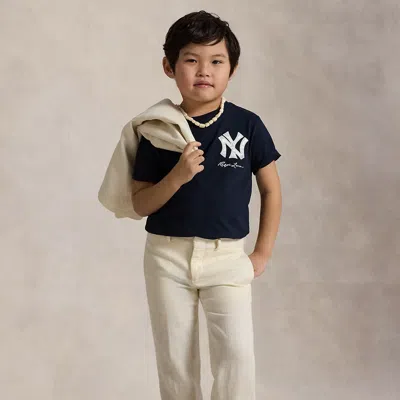 Ralph Lauren Kids' Linen Suit Trouser In Light Cream In Black