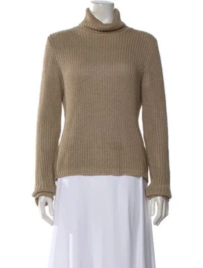 Pre-owned Ralph Lauren Linen Turtleneck Sweater In Neutral