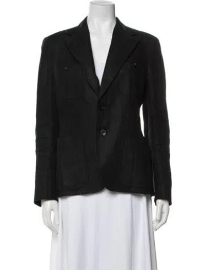 Pre-owned Ralph Lauren Linen Tweed Pattern Blazer In Black