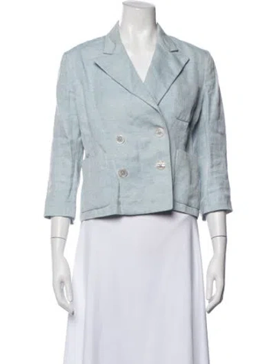 Pre-owned Ralph Lauren Linen Tweed Pattern Blazer In Blue
