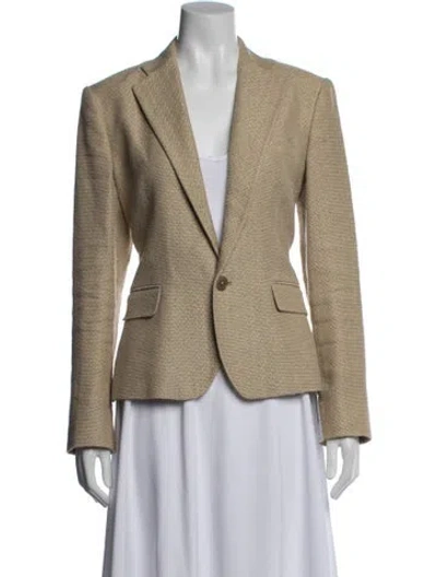 Pre-owned Ralph Lauren Linen Tweed Pattern Blazer In Gold