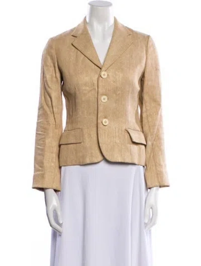 Pre-owned Ralph Lauren Linen Tweed Pattern Blazer In Neutral