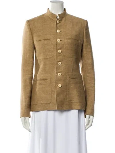Pre-owned Ralph Lauren Linen Tweed Pattern Blazer In Neutral
