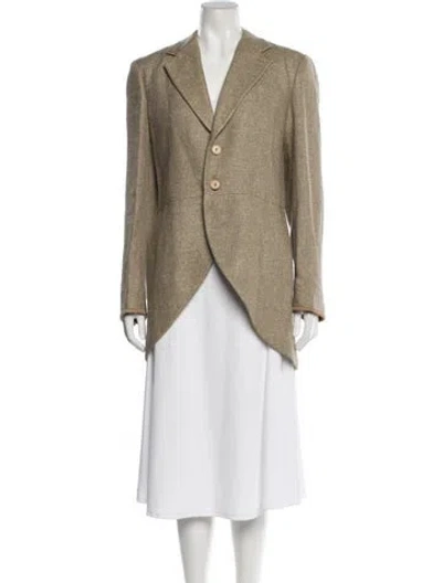 Pre-owned Ralph Lauren Linen Tweed Pattern Blazer In Neutral