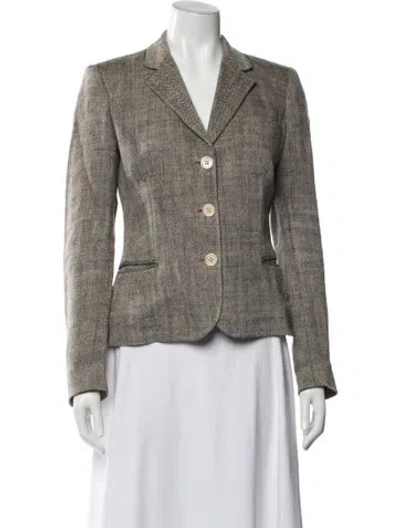 Pre-owned Ralph Lauren Linen Tweed Pattern Blazer In Neutral