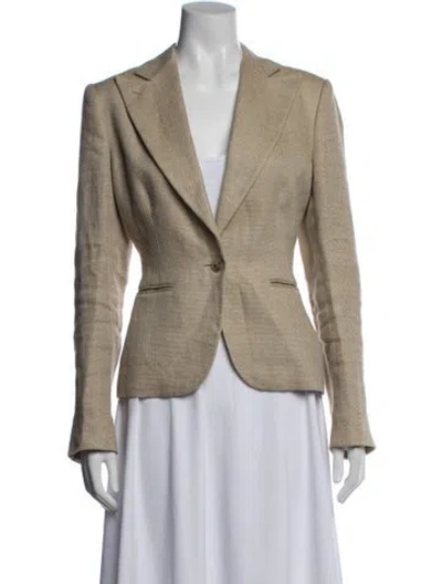 Pre-owned Ralph Lauren Linen Tweed Pattern Blazer In Neutral