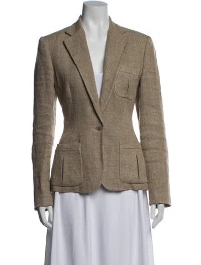 Pre-owned Ralph Lauren Linen Tweed Pattern Blazer In Neutral