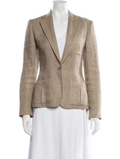Pre-owned Ralph Lauren Linen Tweed Pattern Blazer In Neutral