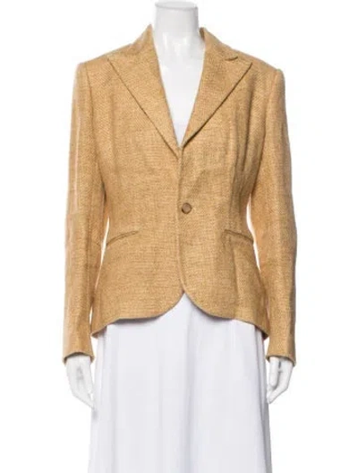 Pre-owned Ralph Lauren Linen Tweed Pattern Blazer In Neutrals