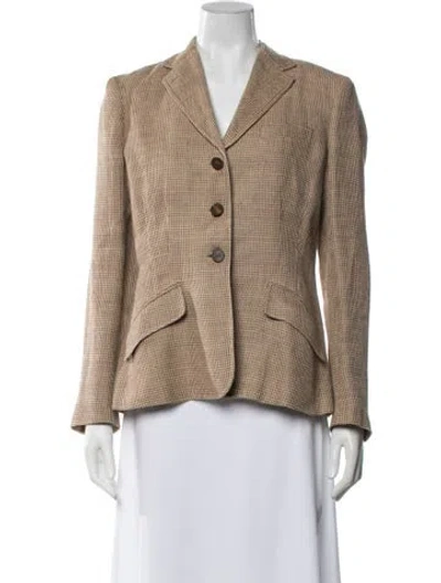 Pre-owned Ralph Lauren Linen Tweed Pattern Blazer In Neutrals