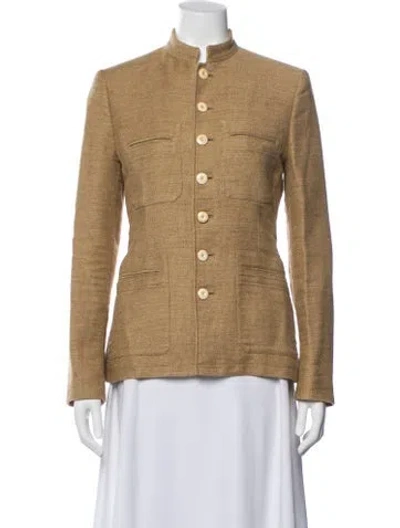 Pre-owned Ralph Lauren Linen Tweed Pattern Jacket In Neutral