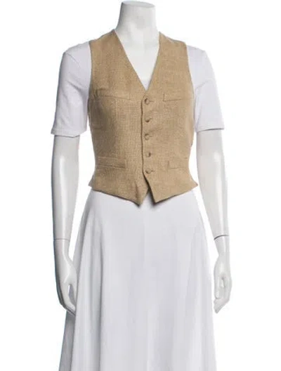Pre-owned Ralph Lauren Linen Tweed Pattern Vest In Neutrals