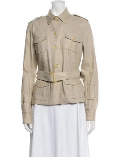 Pre-owned Ralph Lauren Linen Utility Jacket In Neutral