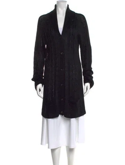 Pre-owned Ralph Lauren Linen V-neck Sweater In Black