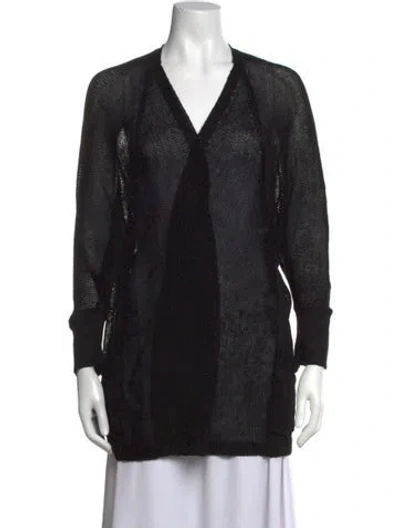 Pre-owned Ralph Lauren Linen V-neck Sweater In Black