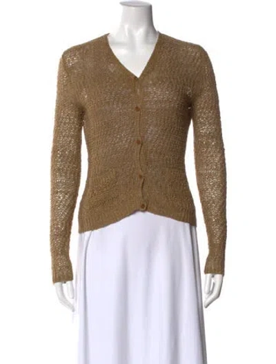 Pre-owned Ralph Lauren Linen V-neck Sweater In Gold