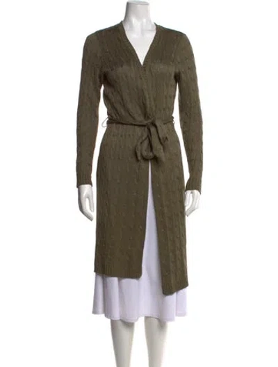 Pre-owned Ralph Lauren Linen V-neck Sweater In Green