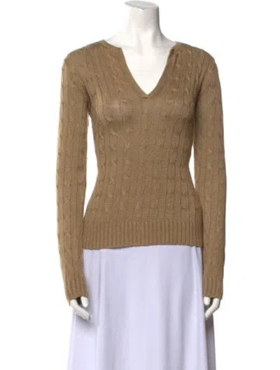 Pre-owned Ralph Lauren Linen V-neck Sweater In Neutral
