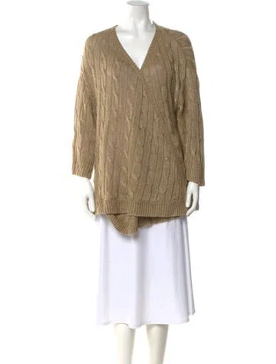 Pre-owned Ralph Lauren Linen V-neck Sweater In Neutral