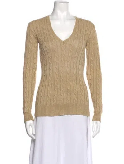 Pre-owned Ralph Lauren Linen V-neck Sweater In Neutral