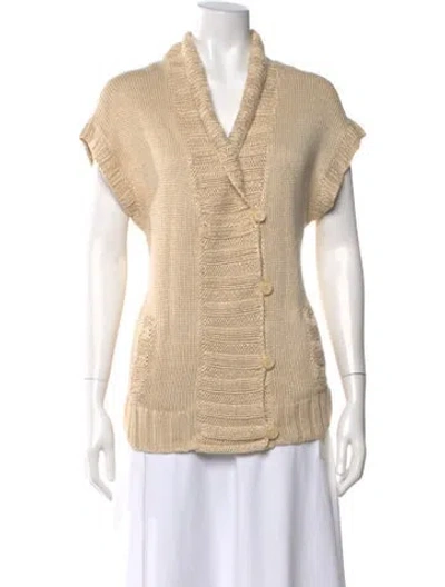 Pre-owned Ralph Lauren Linen V-neck Sweater In Neutral