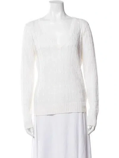 Pre-owned Ralph Lauren Linen V-neck Sweater In Neutrals