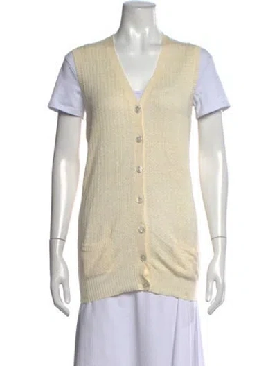 Pre-owned Ralph Lauren Linen V-neck Sweater In Neutrals
