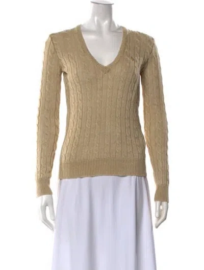 Pre-owned Ralph Lauren Linen V-neck Sweater In Neutrals