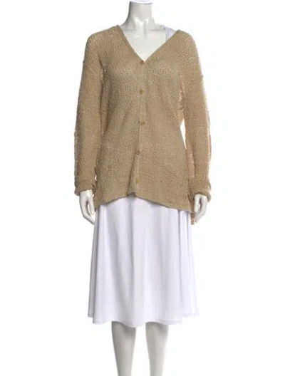 Pre-owned Ralph Lauren Linen V-neck Sweater In Neutrals