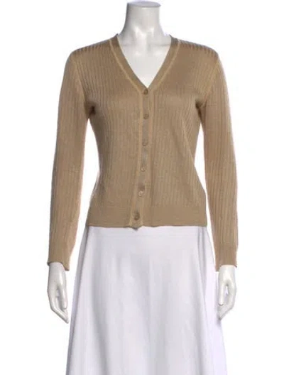 Pre-owned Ralph Lauren Linen V-neck Sweater In Yellow