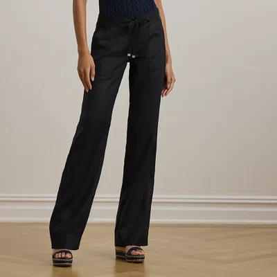 Ralph Lauren Linen Wide-leg Pant In Polo Black