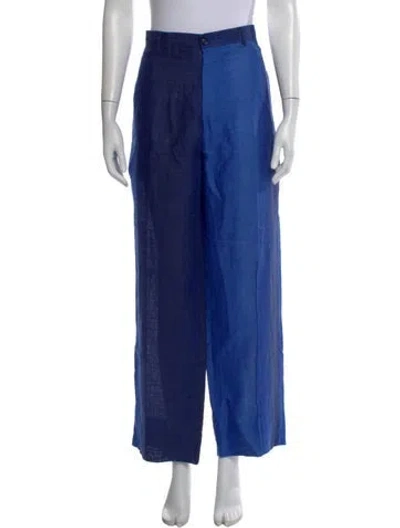 Pre-owned Ralph Lauren Linen Wide Leg Pants In Blue