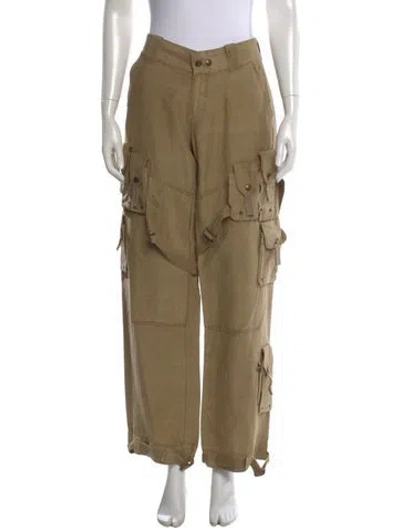 Pre-owned Ralph Lauren Linen Wide Leg Pants In Neutral