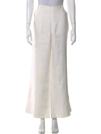 Pre-owned Ralph Lauren Linen Wide Leg Pants In White
