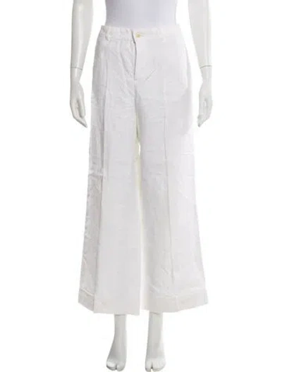 Pre-owned Ralph Lauren Linen Wide Leg Pants In White