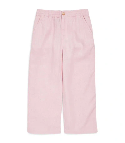 Ralph Lauren Kids' Linen Wide-leg Trousers (7-16 Years) In Pink