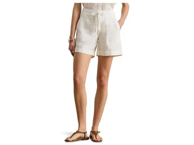 Ralph Lauren Linen Wide-leg Drawcord Shorts In Multi