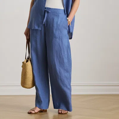 Ralph Lauren Linen Wide-leg Pant In Carson Blue